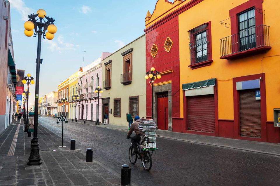 Street in Puebla in Mexico