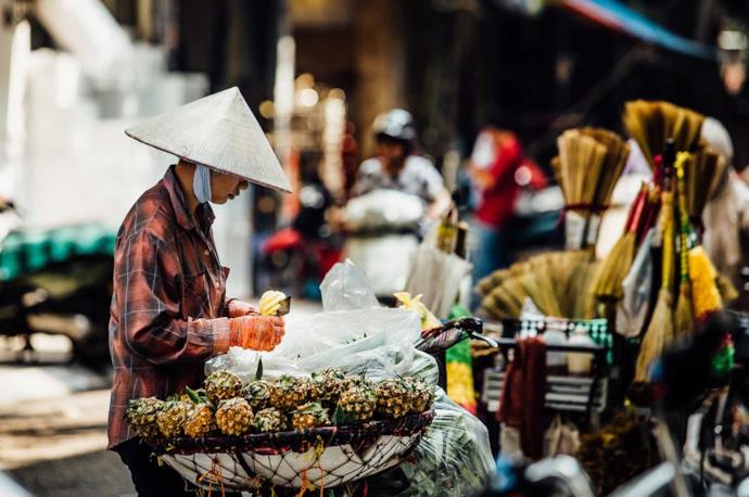 Vietnamese man at a market