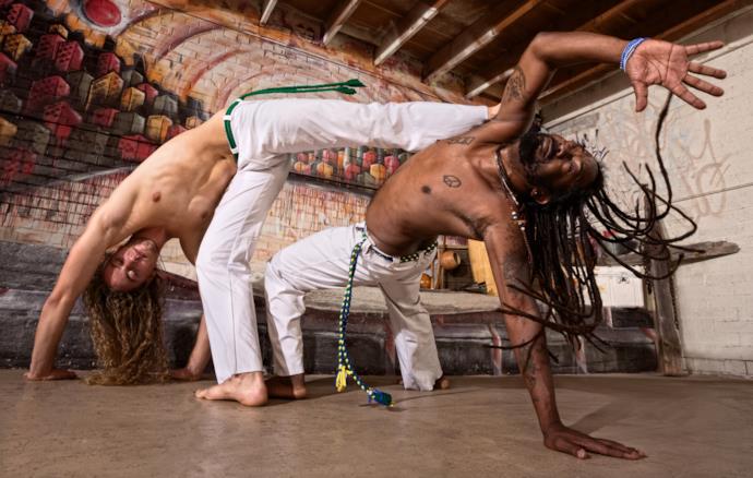 Two Capoeira dancers in Brazil
