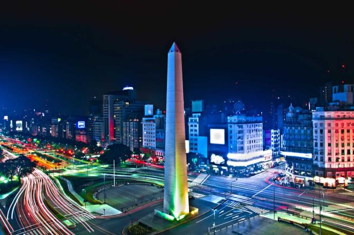 Buenos Aires obelisk at night, Argentina