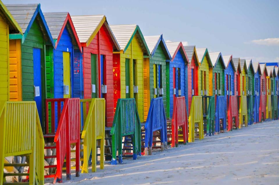 Colorful beach huts in Cape Town, South Africa