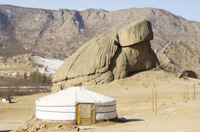 Turtle shaped rock in Terelj National Park in Mongolia