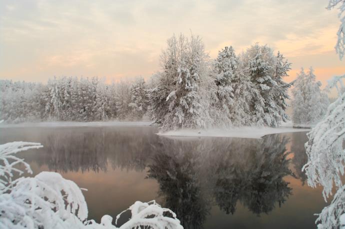 Lake during the winter in Karelia