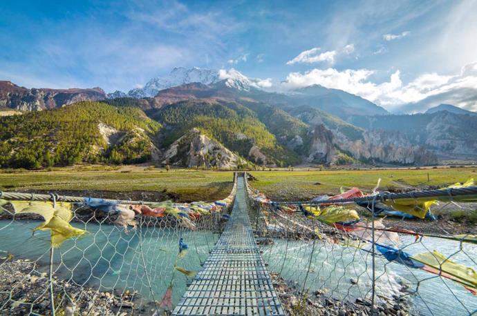 Suspended bridge in Annapurna, Nepal
