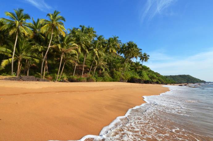 Una spiaggia di Goa in India