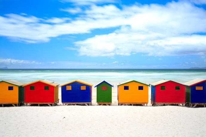 Case colorate a Cape Town sulla spiaggia