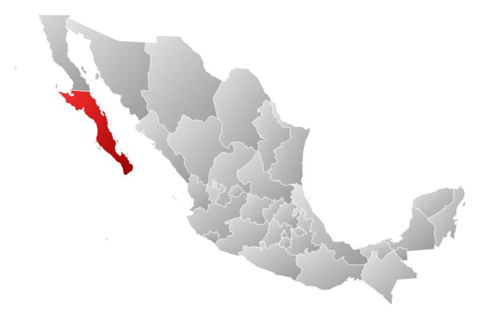 Cartina del Messico con Bassa California