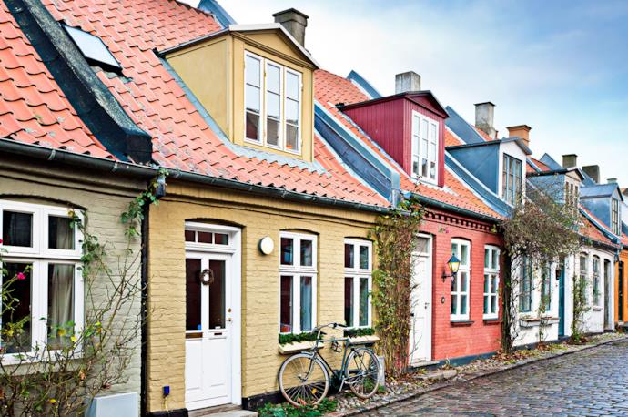 Case colorate ad Aarhus in Danimarca