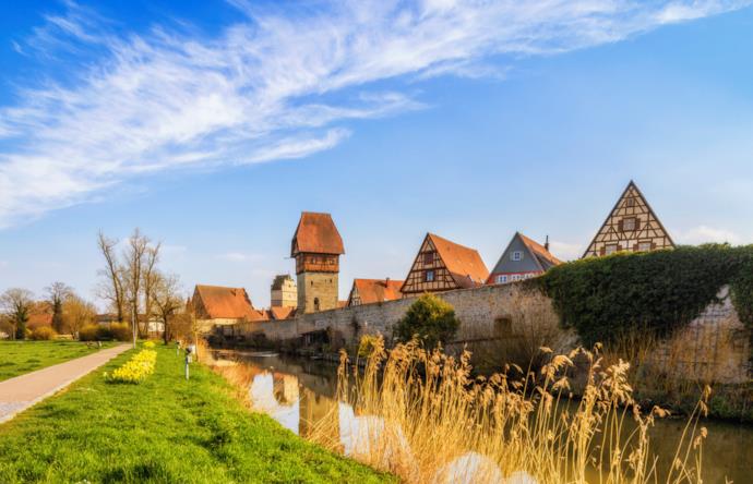 La città medievale di Dinkelsbühl in Baviera, Germania