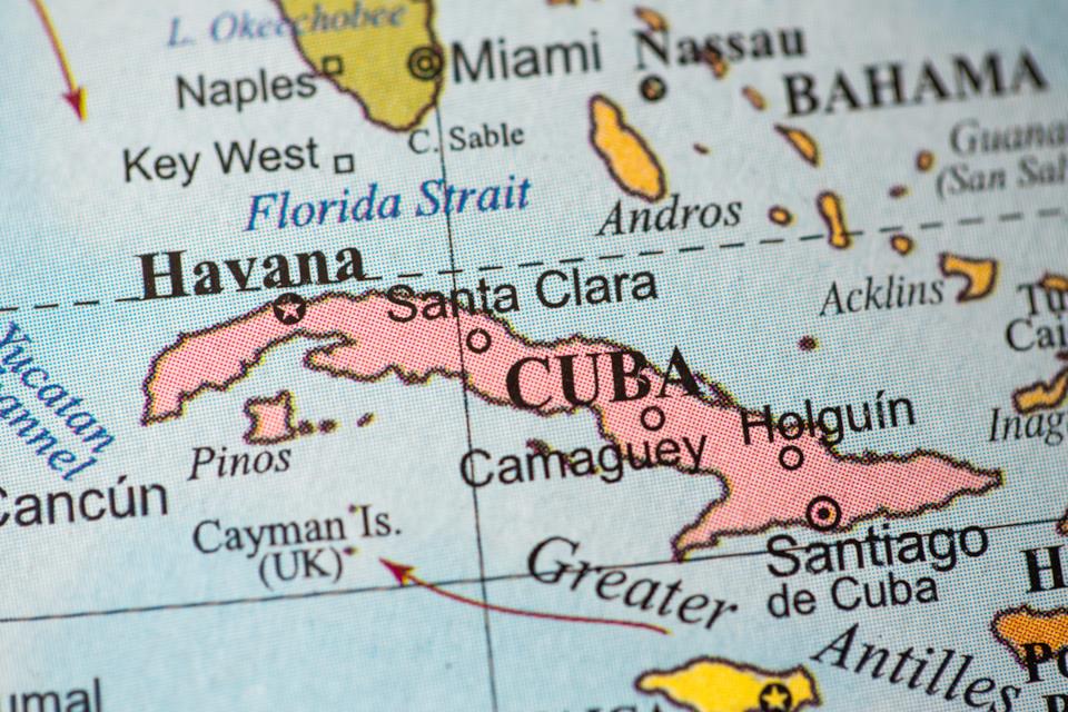 Una mappa dell'isola di Cuba
