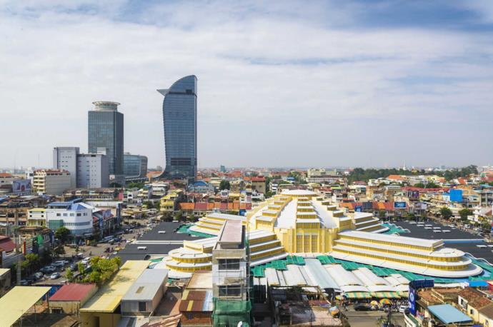 Panorama del Central Market di Phnom Penh in Cambogia