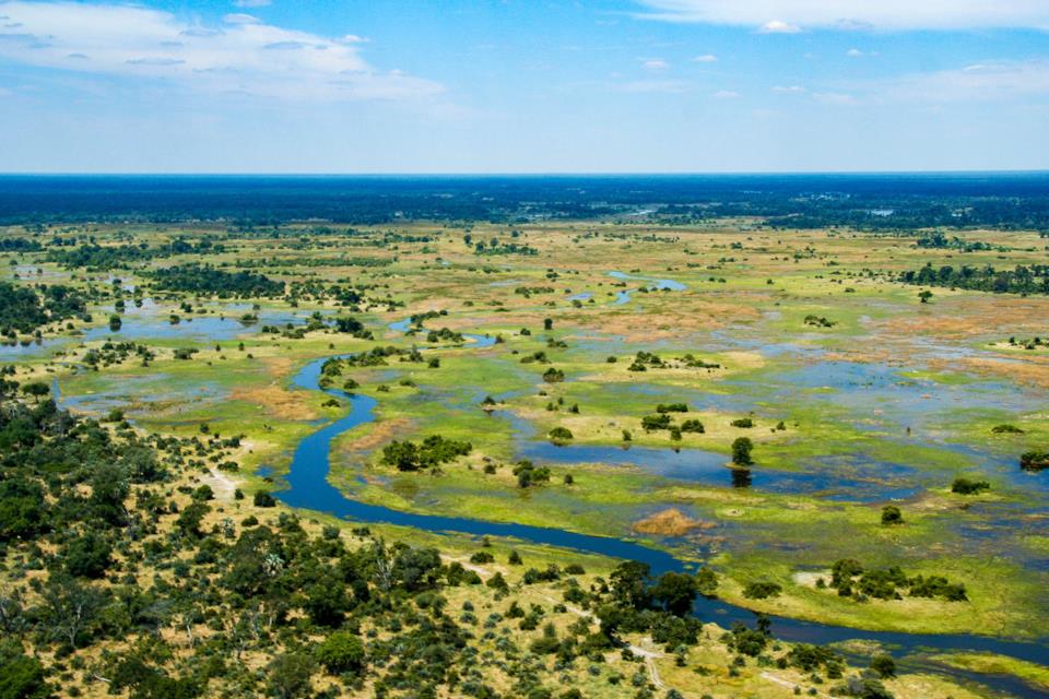 Il Delta dell'Okavango visto dall'alto in Botswana