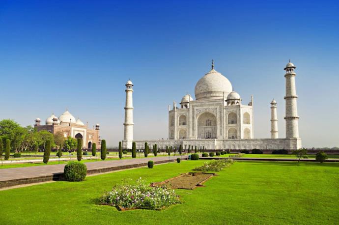 India, panorama con Taj Mahal