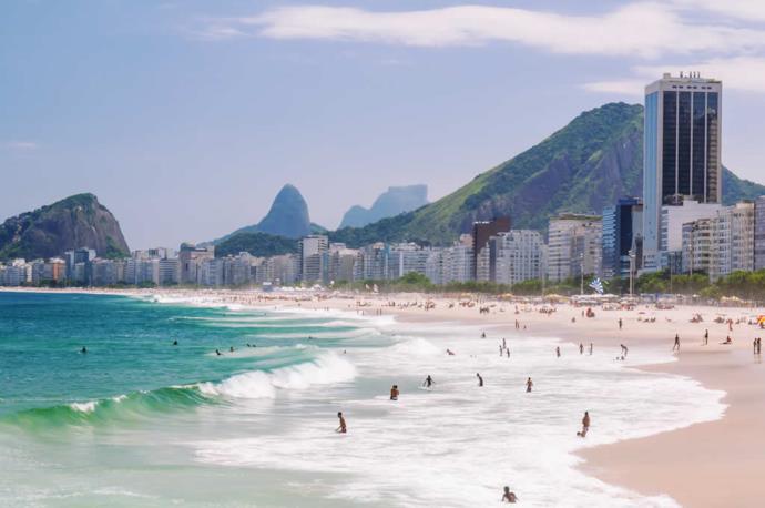 Spiaggia di Copacabana a Rio in Brasile