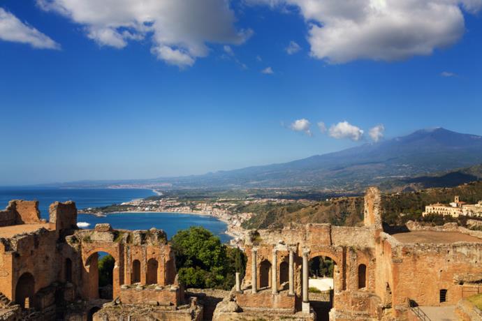 Vista da Taormina, Sicilia.