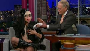 Lady Gaga eats Dave Letterman's questions (video)